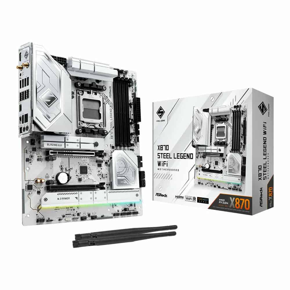 ASRock AMD X870 Steel Legend WiFi AM5 DDR5 PCIe 5.0 ATX Motherboard